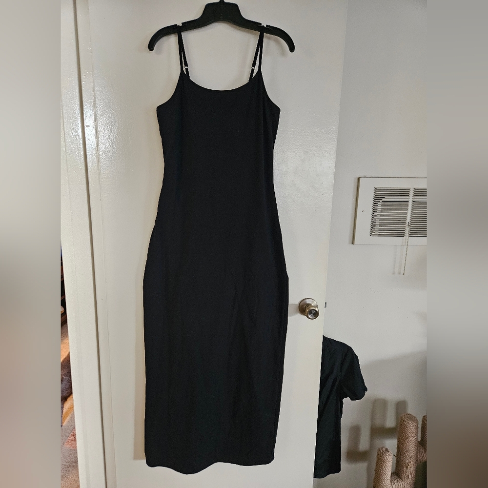 Express Scoop Neck Sleeveless Maxi Bra Cami Dress - Black - Size M